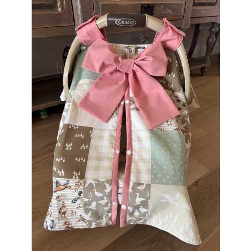 Cute Baby Car Seat Canopy Cover - Mallard Ducks Woodland Animal - All Cotton or Minky - Baby Girl - Shower Gift