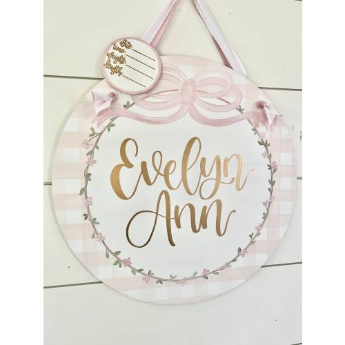 Baby Girl Hospital Door Hanger | Hospital Name Sign | Nursery Name Decor | Baby Shower Gift