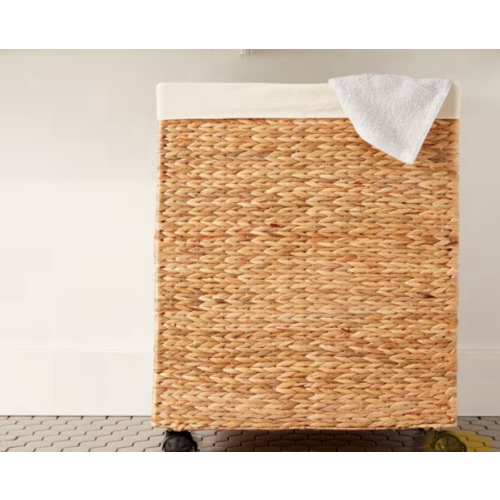 Water Hyacinth Rolling Laundry Cart | The Container Store