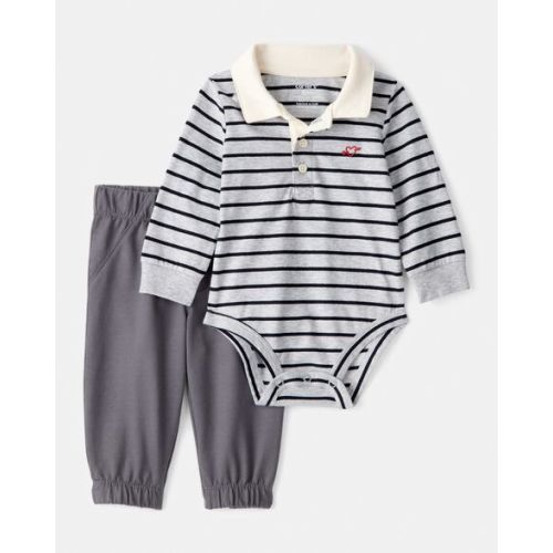 Baby Boy 2-Piece Striped Bodysuit & Pant Set - Grey - Carter's | Carter's