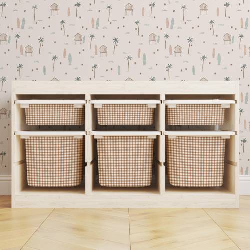 The Blake Gingham Storage Bin Sticker // IKEA Trofast Wrap /  IKEA Storage Hack / Playroom Cubby Stickers / Buffalo Check