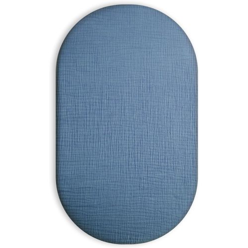 Bassinet Sheet for Baby Boy and Girl, Fitted Sheets for Rectangle, Oval, Hourglass Bassinet Mattress, Muslin Moses Basket Sheets with Neutral Style (Blue)