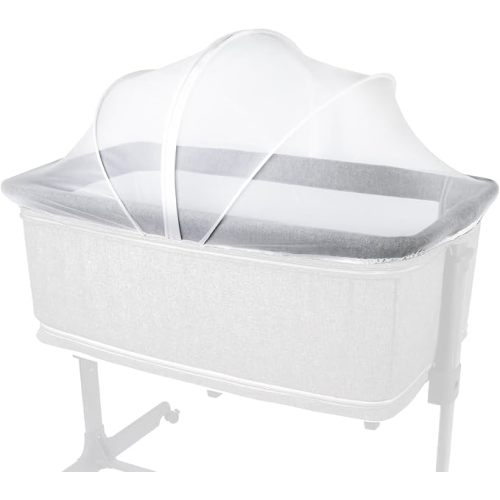 Bassinet Cover to Keep Cats Out, Mosquito Net Cover with 2-Way Zipper, White