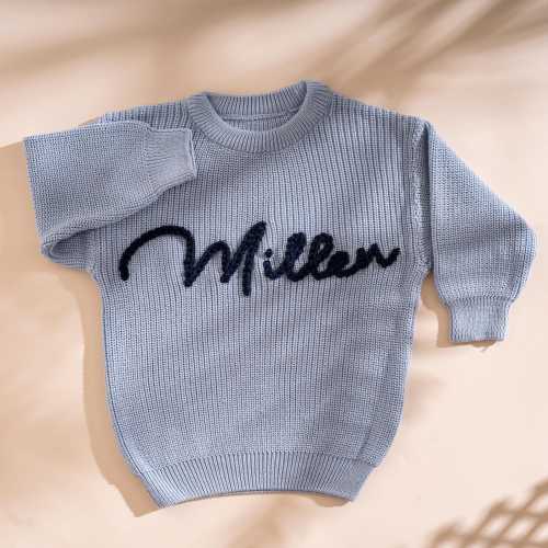 Personalized Baby Sweater: Embroidered Name, Knit Toddler Gift