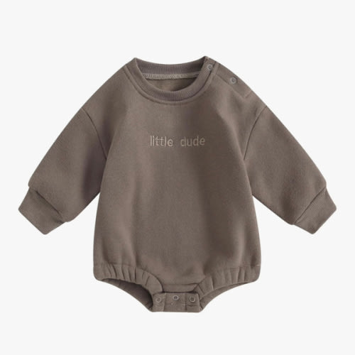 VISGOGO Newborn Infant Baby Boy Girls Oversized Romper Little Dude Sweater Onesie Coming Home Outfit Neutral Clothes
