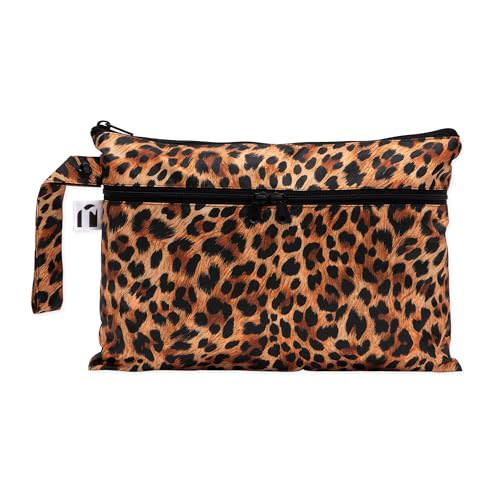 Roamio Waterproof Wet Dry Clutch Bag for Baby, Travel, Swim Suit, Cloth Diaper, Pump Part, Pool, Gym Clothes, Beach, Toiletry, Hook to Stroller, Pack for Daycare, Zip Bag, Packing Pouch, Leopard Print