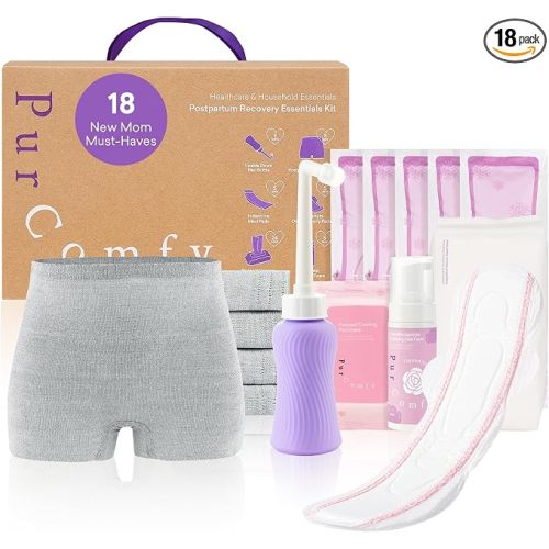 PurComfy 18 Pcs Postpartum Essentials Recovery Kit for New Mom