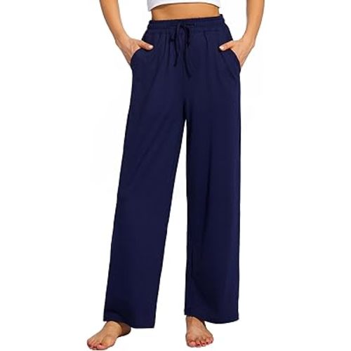 Women's Casual High Waist Comfy Lounge Pajamas Drawstring Loose Wide Leg Yoga Dance Workout Pants with 3 Pockets