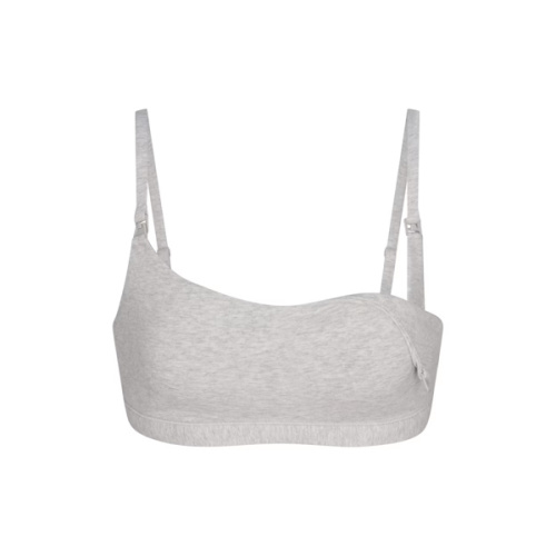COTTON JERSEY MATERNITY NURSING SCOOP BRALETTE 2-PACK | LIGHT HEATHER GREY | SKIMS
