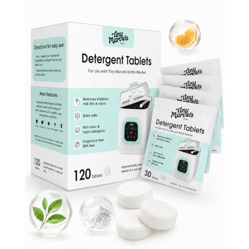 Bottle Washer Tablets 120PCS, Baby-Safe and Deep Cleans Milk Residue & Odor | Detergent Cleaning Tablets Compatible with Momcozy, Grownsy, Baby Brezza & All Baby Bottle Washer, Fragrance Free