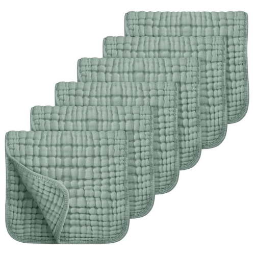 LMBKK Muslin Burp Cloths 100% Cotton Large 20''x10'' Extra Soft and Absorbent 6 Pack Baby Burping Cloth for Boys Girls (Dark Green)