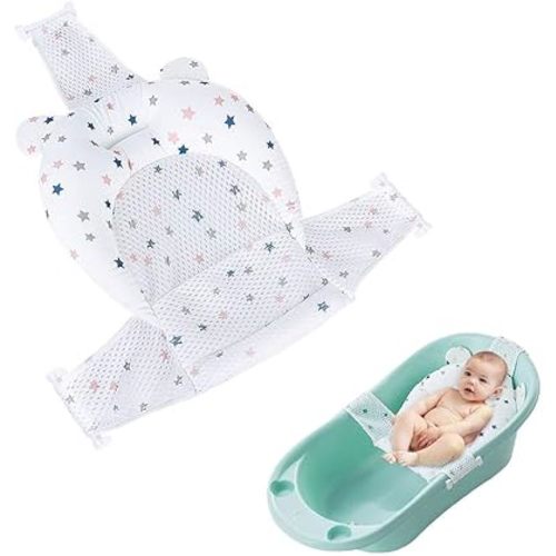 Baby Bath Seat Support Net Soft Infant Bathing Seat Support Mat Suspension Shower Pad Adjustable Non-Slip Newborn Bathtub Sling Mat Baby Sink Bather Tub Shower Net Bathtub Sit Up Mesh 0-6 Month