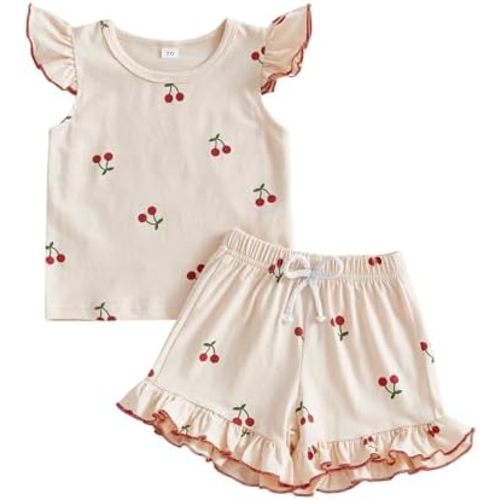 Thorn Tree Summer Baby Girl Clothes Short Sleeve Tops Elastic Shorts Cute Toddler Girls Outfits Infant Outfit
