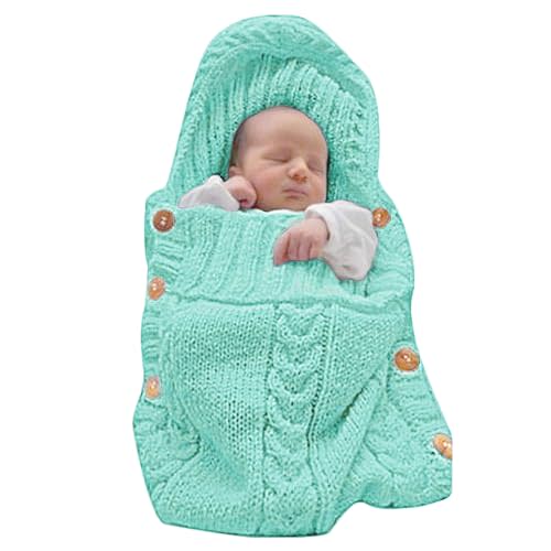 XMWEALTHY Baby Blankets for Boys Girls Newborn Essentials Wrap Swaddles Knit Sleeping Bag Stroller Receiving Blanket Light Aqua 0-6 Month