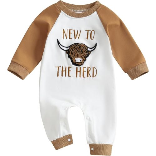 Western Baby Boy Girl Clothes Cow One Piece Oneise Jumpsuit Cowboy Cowgirl New to Here Romper Newborn Baby Outifts