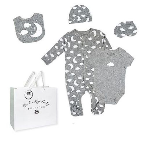 Baby Boys and Girls Crescent Moon Layette, 5 Piece Set