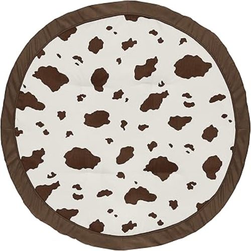Sweet Jojo Designs Wild West Cow Boy Baby Playmat Tummy Time Infant Play Mat - Brown and Cream Western Southern Country Animal