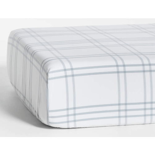 Stax Mist Blue Yarn-Dyed Organic Cotton Baby Crib Fitted Sheet