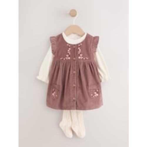Buy Chocolate Brown Floral Baby Pinafore Bodysuit And Tights 3 Piece Set (0mths-2yrs) from Next USA