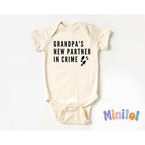 Funny Baby Announcement for Grandpa Onesie®, Natural Funny Baby Reveal Onesie®, Grandpa's New Partner in Crime Baby Announcement Onesie®