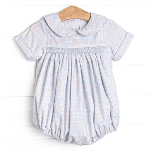 Bleu: Theodore Smocked Bubble, Blue Plaid – Stitchy Fish