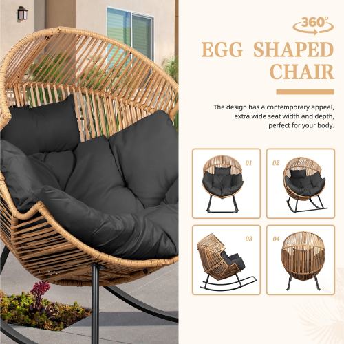 Futzca Wicker rocking egg chair (with cushions)