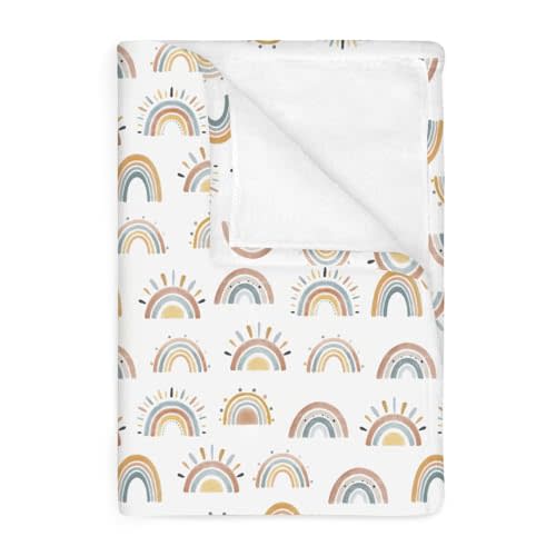 Boho Sun Rainbow Baby Blankets for Boy Girl Colorful Rainbows Sunshine Soft Flannel Swaddle Receiving Blankets for Infant Toddler Crib Rainbow Lovers Gift Nursery Bed Blanket Playmat 30x40inch