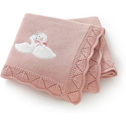 Cotton Baby Blanket for Girls Boys, 31.5x40 Inch (Pink)