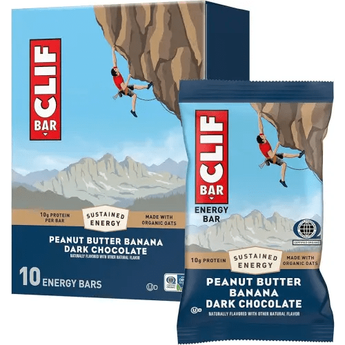 CLIF BAR - Energy Protein Bars - Peanut Butter Banana with Dark Chocolate - Made with Organic Oats - Energy Bars - Non-GMO - (10 Pack)