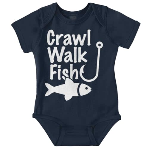 Brisco Brands Crawl Walk Fish Hunt Outdoor Lover Baby Romper Boys or Girls