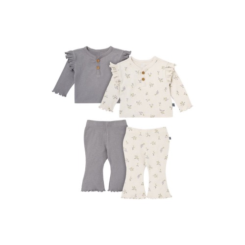 Henley Ruffle Tops with Pants Set, 6-9M