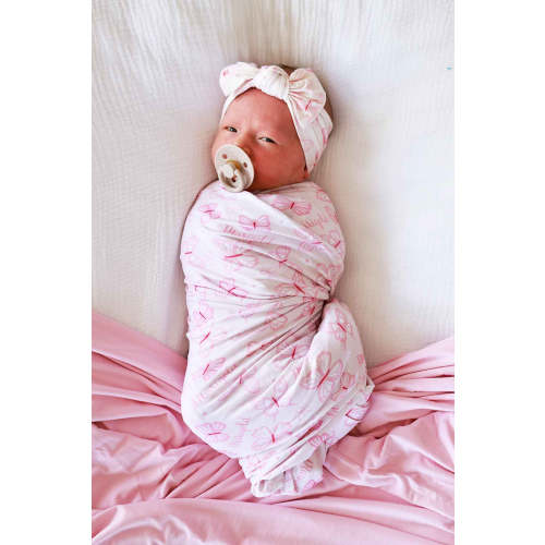 Personalized Swaddle Blanket in Blooming Butterflies | Caden Lane