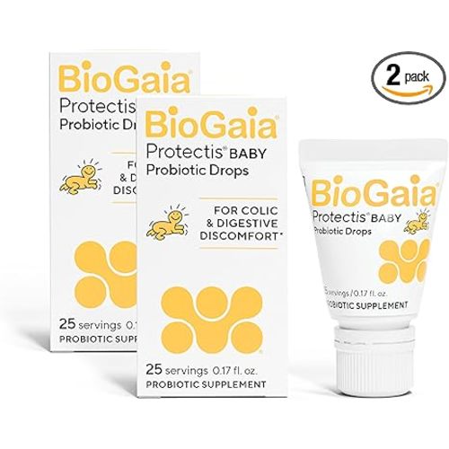 BioGaia Protectis Baby Probiotic Drops | Baby Essentials for Colic & Gas Relief | Safe for Newborns | Ease Crying, Fussing, Colic, Gas, Spit-ups & Constipation | No Dairy, Soy & Gluten | 5mL (2-Pack)
