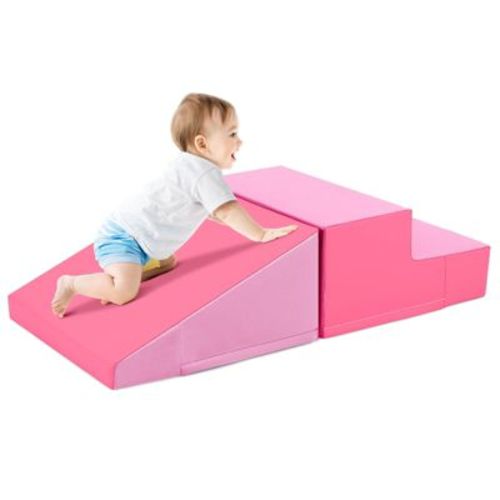 Costway Step and Slide Climber for Infants and Toddlers Baby Soft Foam Structure Blocks Yellow/Blue/Pink/Purple