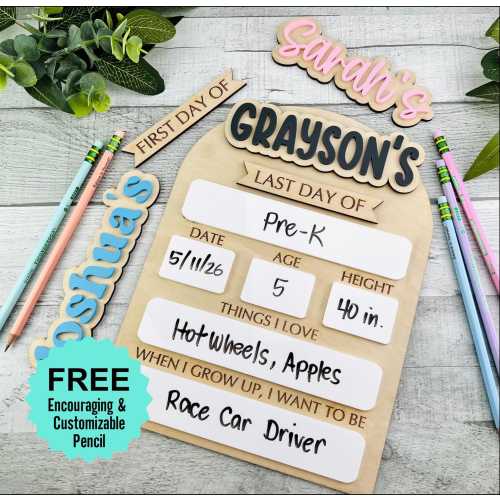 First Day of School Sign, Personalized Back to School Sign, Homeschool, Custom Reusable School Sign, Back to School Photo Prop, Last Day of