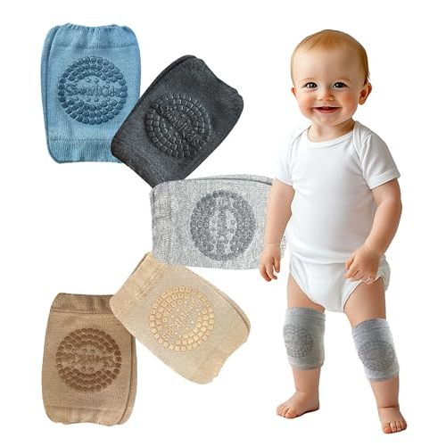 Simply Kids Baby Knee Pads for Crawling (5 Pairs) Stay-On Crawling Knee Pads for Infant 6-18 Months Rodilleras Para Bebe