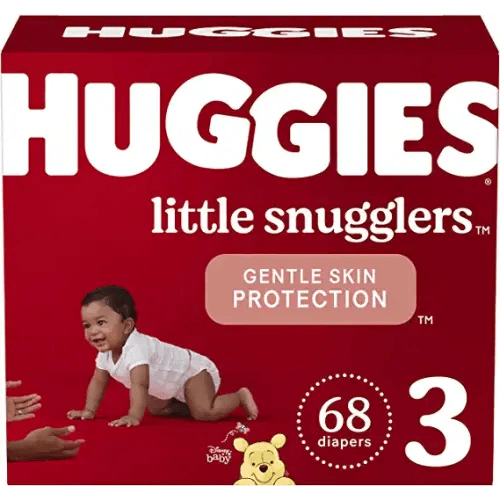 Baby Diapers Size 3 (16-28 lbs), 68ct, Huggies Little Snugglers - Size 3 (68 Count)