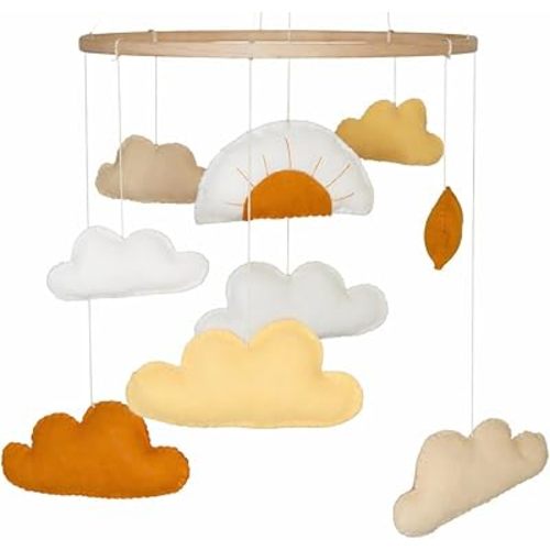 Cloud baby mobile Sun nursery mobile Boho baby crib mobile Mustard Cloud Baby Mobile Gender Neutral Baby Mobile boho nursery decortain Boho Baby Desert Mobile