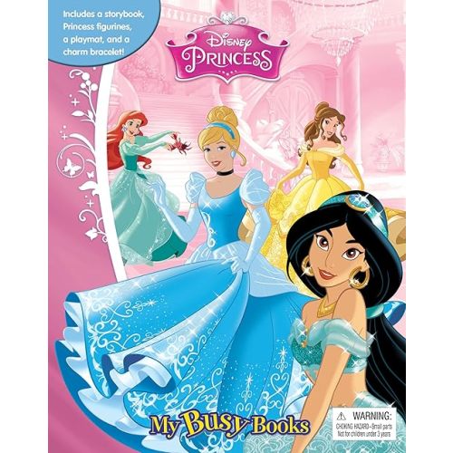 Disney Princess My Busy Books - Storybook, 9 figurines, 1 charm bracelet, playmat Board book – Picture Book, August 23, 2020