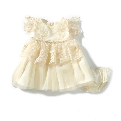 Bonnie Jean Baby Girls Angel-Sleeve Embroidered Lace/Mesh Fit-And-Flare Dress