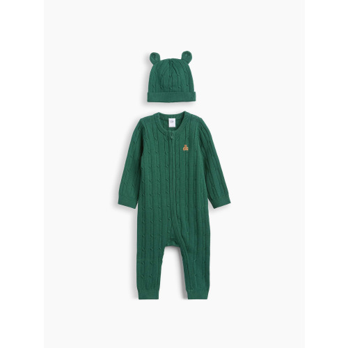 Baby Cable-Knit Hat & Sweater One-Piece Set
