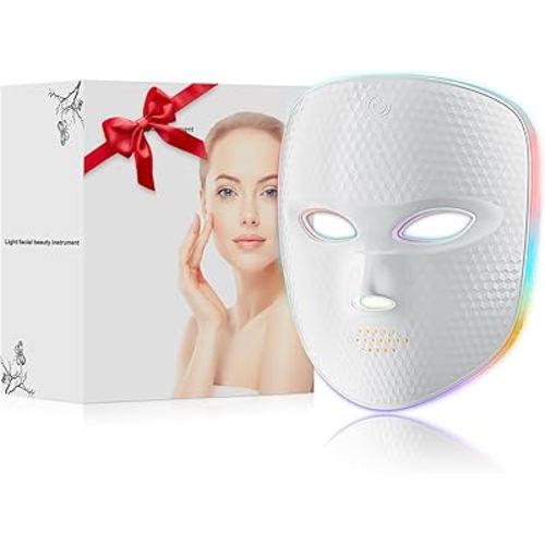 Red Light Therapy Mask for Face,Cordless LED Face Mask Light Therapy,USB C Rechargeable,Infrared Lights Masks for Home Working Travel Yoga Sleep (Pure White)