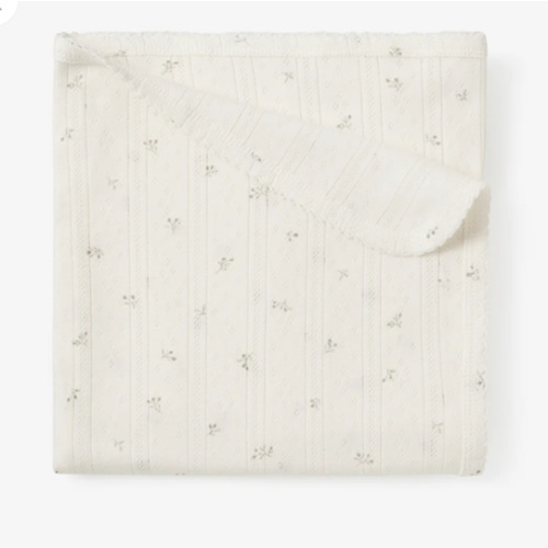 White Floral Organic Cotton Pointelle Baby Blanket