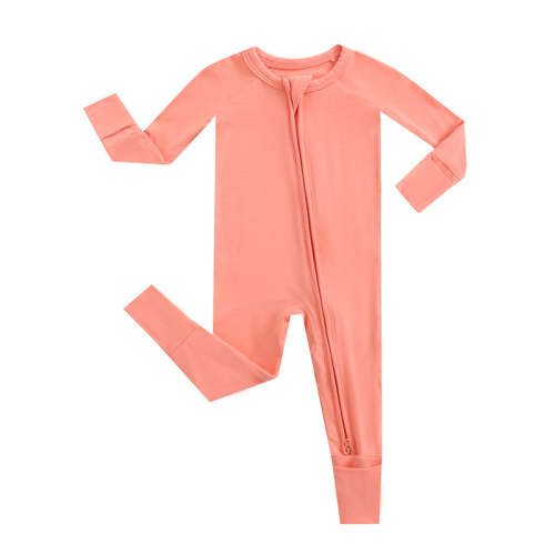Joyful Coral Zippered Baby Romper Crafted for NICU and Preemie Babies)