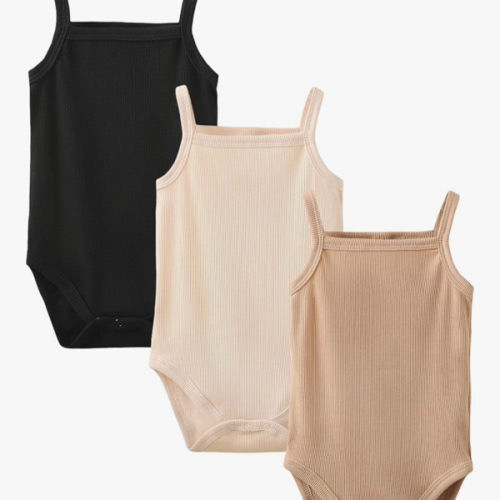OPAWO Sleeveless Onsies for Baby Girl Bodysuits 3 Pack Neutral Baby Clothes Summer Spaghetti Strap Tank Top Onsies Undershirt