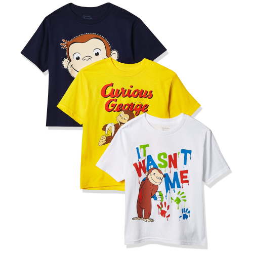 Curious George Little Boys' Toddler Boys T-Shirt 3-Pack, Assorted 2, 2T
