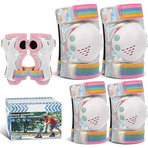 Kids Knee Pads for Girls Boys Toddler 3-8 Years Old Knee and Elbow Pads with Wrist Guards Youth Protective Gear Set for Skateboard Cycling Roller Bike Inline Scooter Skating