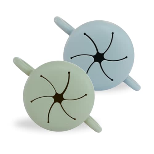 Baby Bliss Toddler Snack Cups, Baby Snack Containers, Silicone Snacks Cups For Toddlers Spill Proof, Daycare Essentials Kids, 8 Month Old Baby Must Haves, BPA Free (Sage/Teal)