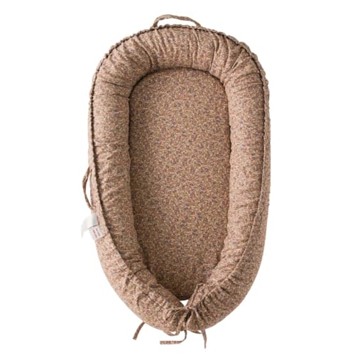 CooCooBaby Infant Lounger, Baby Nest Cover for Baby Girls & Boys, Newborn Essentials for Baby 0-18+ Months, 100% Cotton Breathable (Brown Blossom_, Cotton_Muslin)