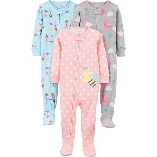 Simple Joys by Carter's Toddlers and Baby Boys' Snug-Fit Footed Cotton Pajamas, Pack of 3